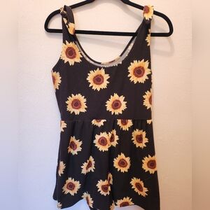 SO Juniors Black Sunflower Tank Romper